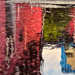 painting of puddle in the street of a Tribeca alleyway