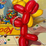 Painting of balloon dogs eating candy