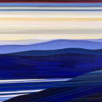 Painting of an abstracted landscape in blue