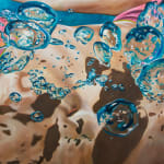 Bubbles over figure in water on canvas