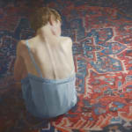 Painting of a woman sitting on carpet