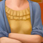 Painting of a woman with arms crossed