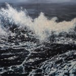 Diptych painting of crashing waves