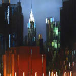 Blurred cityscape of the Chrysler Building
