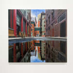 Painting of a puddle on a street in New York City