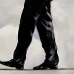 Man in business suit walking on a tightwire