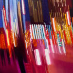 Cityscape painting with blurred lights