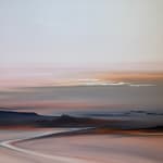 Landscape painting in pink tones