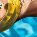 Torso of female swimmer in yellow bathing suit