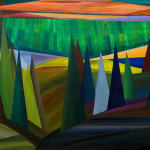 Geometric and colorful landscape painting