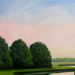 Painting of a marsh at dusk