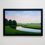 Painting of a marsh at dusk