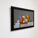 Painting of a still life with many handled vessels