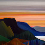 Geometric and colorful landscape painting