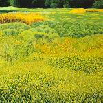 Painting of a sunflower field