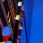 Cityscape painting with blurred lights