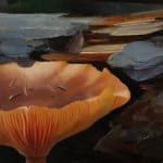 Oil painting of mushroom on panel