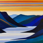 Painting of an abstracted landscape