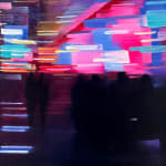 Cityscape painting with blurred lights