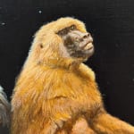 Painting of a woman with bird and monkey