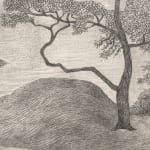 Painting of a face on a landscape background