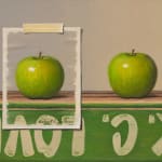 Painting of two green apples