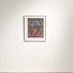 abstract print with skull image framed view