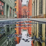 Painting of Collister Street with puddle