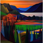 Geometric and colorful landscape painting