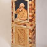 Marquetry wood cabinet