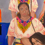 Painting of 4 women high contrast color clothing