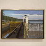 Painting of water and architectural elements at the Erie Canal