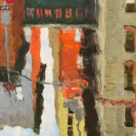 Painting of a puddle on a street in New York City