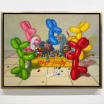 Painting of balloon dogs eating candy