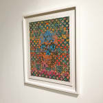 abstract print with skull image framed view