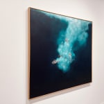 Figure submerged in plume of bubbles on canvas