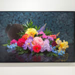 Painting of flowers spilling out of a vase