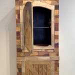 Marquetry wood cabinet
