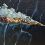Painting of man swimming