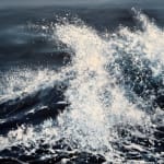 Diptych painting of crashing waves