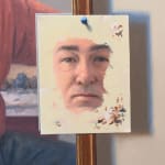 Painting of a reflection of a man in a mirror
