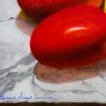 Painting of a still life with tomatoes