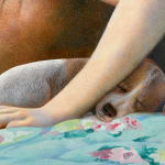 Painting of a woman with a dog