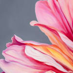 Painting of flower with rainbow petals