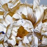 Painting of beige flower on gray background