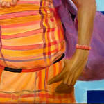 woman with fabric bag onher head