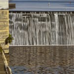 Painting of water and architectural elements at the Erie Canal