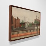 Oil painting of view from Brooklyn roof on panel