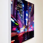 Cityscape painting with blurred lights