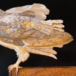 Painting of a brown owl on a ledge